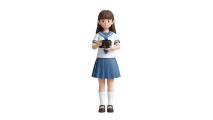 Anime Schoolgirl Holding a Camera