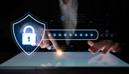 A concept of advanced network security. This system combines password protection with biometric fingerprint authentication and cloud data verification for secure access. Fermion