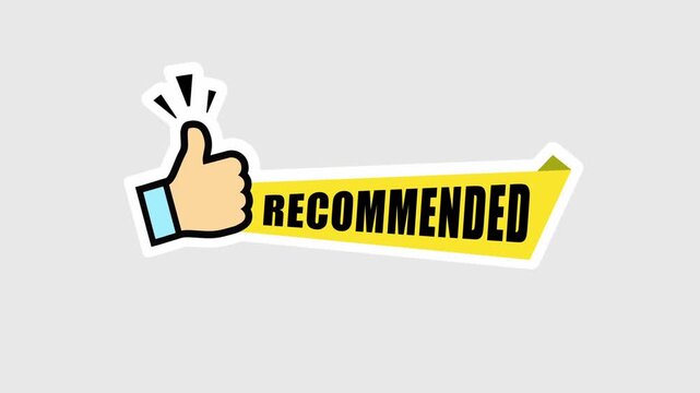 Animated recommended thumb up icon yellow vector illustration for promotional and advertising purposes