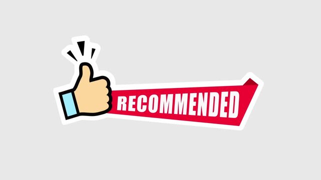 Animated recommended thumb up icon red vector illustration for promotional and advertising purposes