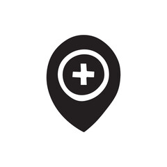 Fototapeta premium Medical Location Pin Icon for Healthcare, Maps, Clinics, and Emergency Services