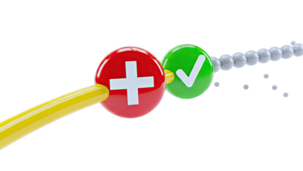 Plus and Checkmark Symbols on Red and Green Spheres