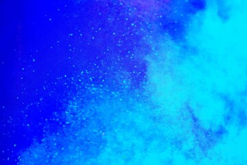 Abstract blue background with water and clouds. Aerial view illustration in white and blue. Illustration of a ground and sky background. Particles, motion and galaxy.