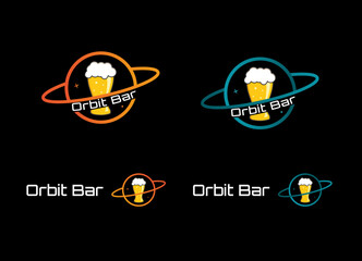 Minimalist logo vector - bar - brewery - space universe theme. © ponto