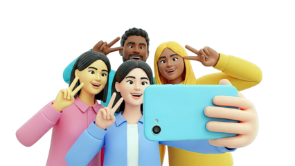 Diverse group of friends taking a selfie
