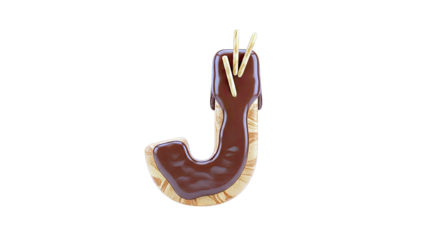 Letter J Cookie with Chocolate and Sticks