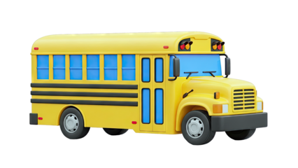 Yellow School Bus 3D Render