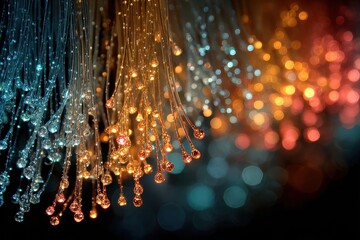 Colorful Abstract Light Trails with Sparkling Bokeh Effect