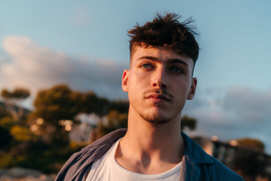 Thoughtful young man portrait