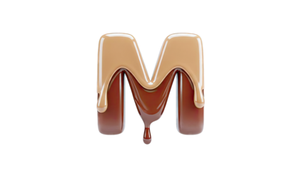 Chocolate Letter M with Dripping Caramel