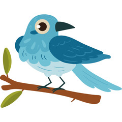 Minimal avian bird icon in flat vector style