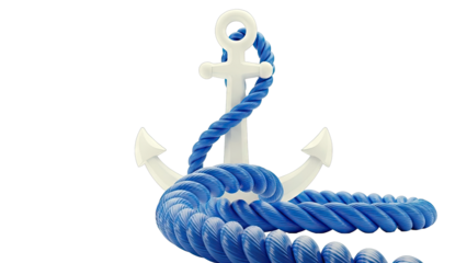 White Anchor with Blue Rope