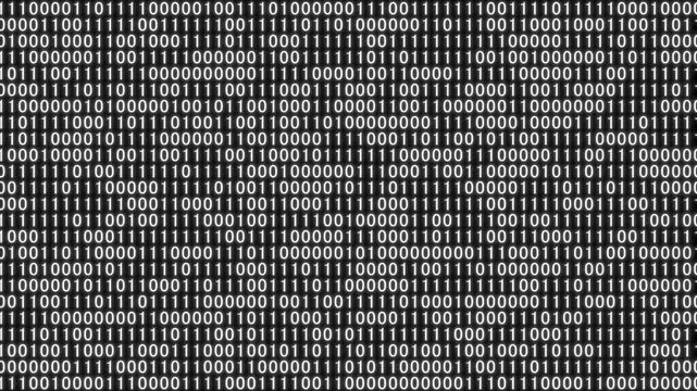 Scrolling binary code digital data stream