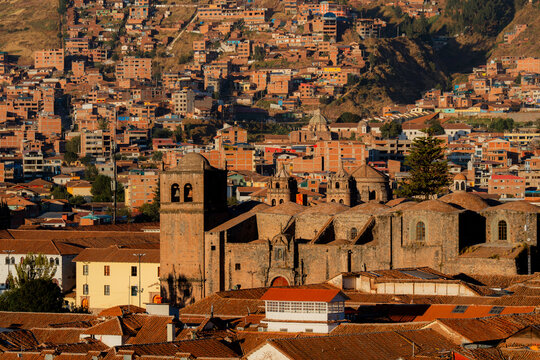 High angle view of Cusco city in Peru 