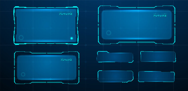 Set futuristic element blue	or technology box. Vector illustration