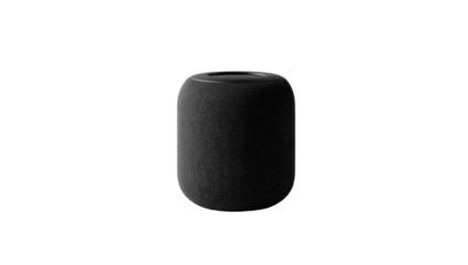 Dark fabric-covered cylinder with rounded top and top opening on black backdrop