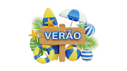 Summer Beach Theme with "Ver?o" Sign