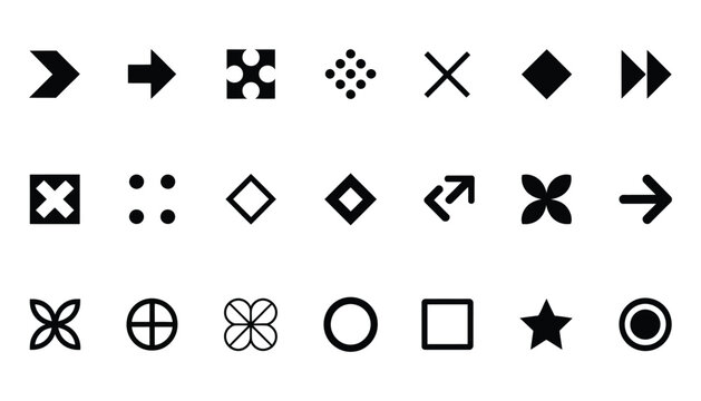 Fl&egrave;che and Arrow Bullet List Icons for PowerPoint Presentations, Bullet Point Collection Featuring Arrow Designs, Vector Illustration