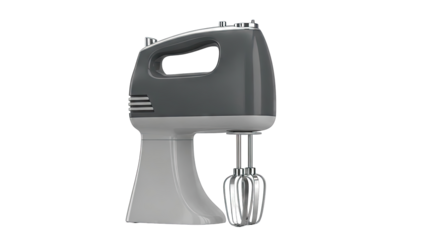 Gray Handheld Electric Mixer with Chrome Beaters