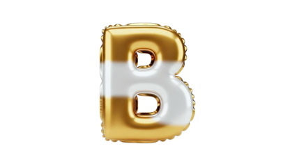 Gold and White "B" Letter Balloon