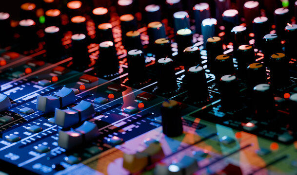 Close up an analogue mixing concole