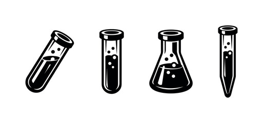 Laboratory equipment symbols. vector icons set. chemistry, science, glassware collection