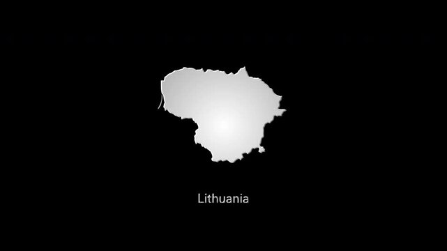 Lithuania map glowing with digital energy animation