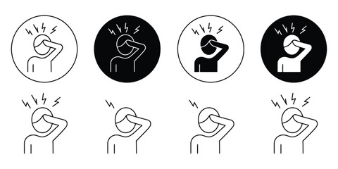 Headache Icon Simple Vector Isolated Symbol, Representing Pain, Migraine, Health Awareness, Medical Symptoms, Wellness