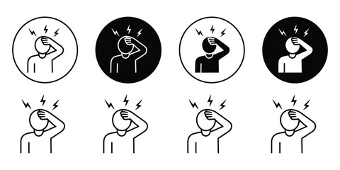 Headache Icon Simple Vector Isolated Symbol, Clean Medical Illustration for Migraine, Pain Relief, Health Monitoring