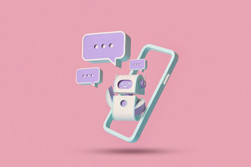 Papercraft robot with multiple chat bubbles