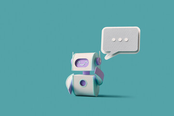 Papercraft robot with single chat bubble
