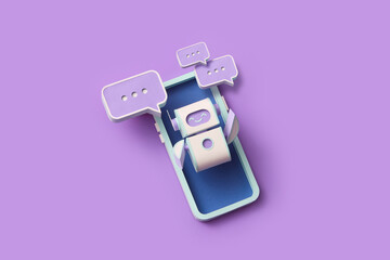 Papercraft robot with multiple chat bubbles