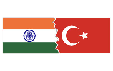 India Turkey breakup concept stock image, india Turkey conflict concept with flag image