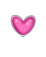 Pink heart, icon, symbol, hand drawing