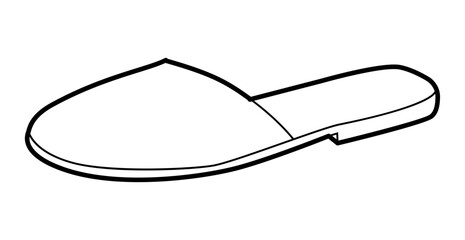 Slide slipper shoe women single line. Closed toe house sandal for relaxed evening indoor wear. Technical fashion illustration CAD mockup clean vector man unisex isolated modern style. 