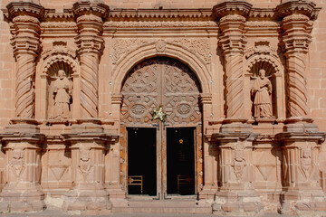 Tlalpujahua, Michoacan, Mexico - January 3rd, 2026;  Parish Church of Our Lady of Carmen, located in the center of the magic town of Tlalpujahua, a former mining town.