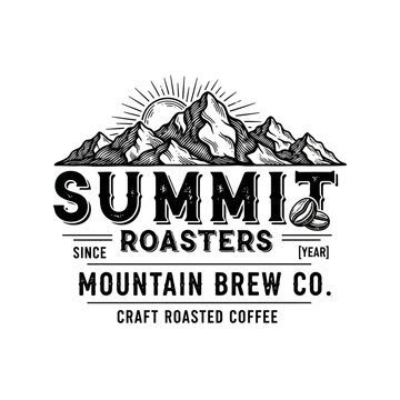 Summit Roasters Mountain Brew Co. Craft Roasted Coffee Logo.
