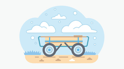 Minimalist Flat Beach Utility Wagon Vector Icon, Soft Pastel Tones for Summer Vacation Design