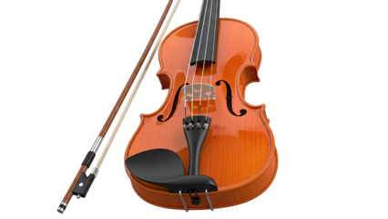 Violin and Bow on White Background