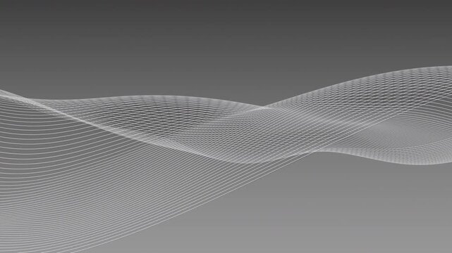 Abstract 3D rendering of clean white architectural wireframe wave loop