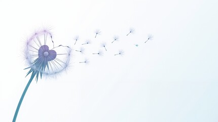 dandelion with seeds on blue background