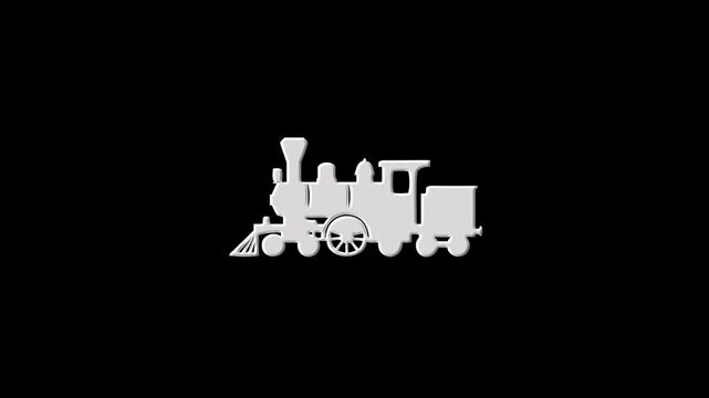 Train locomotive icon revealing and dissolving animation