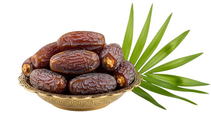 Obraz premium Ramadan fasting food dates in a bowl isolated on transparent background