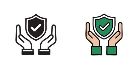 Hands Protecting Shield with Approval Check Icon