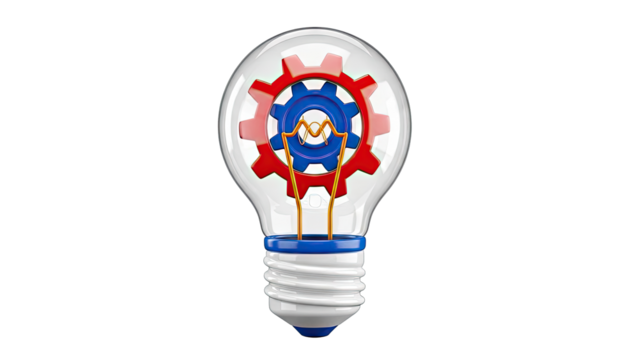 Light bulb with gears - Powered by Adobe