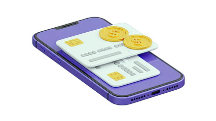 Mobile Payment Concept with Credit Cards and Coins