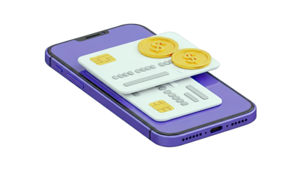 Mobile Payment Concept with Credit Cards and Coins