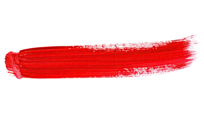 A vibrant, horizontal brushstroke of bold red paint, sharply defined against a black background