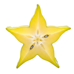 Slice of carambola fruit, isolated background