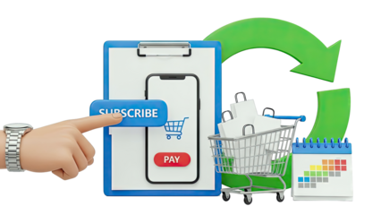 Subscription service concept with shopping cart and calendar